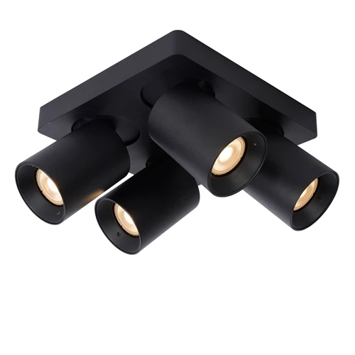 Lucide NIGEL - Spot plafond - LED Dim to warm - GU10 - 4x5W 2200K/3000K - Noir - détail 1